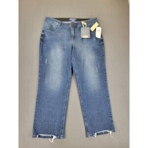 Democracy Jeans Womens 18W Blue High Rise Absolution Stretch Distressed Raw Hem